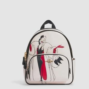 Nwt Disney x Coach mini court backpack with Cruella